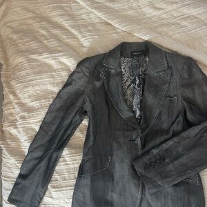 Charcoal Gray Blazer with Contrast Stitching
